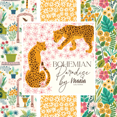 Bohemian Paradise 100% organic cotton quilter's weight fabric by Maria Galybina for Cloud9 Fabrics