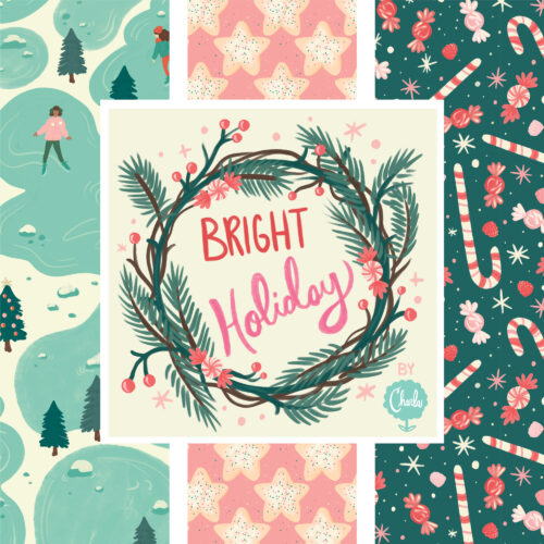 Bright Holiday 100% organic cotton quilter's weight fabric by Charla Pettingill for Cloud9 Fabrics shipping June 2025