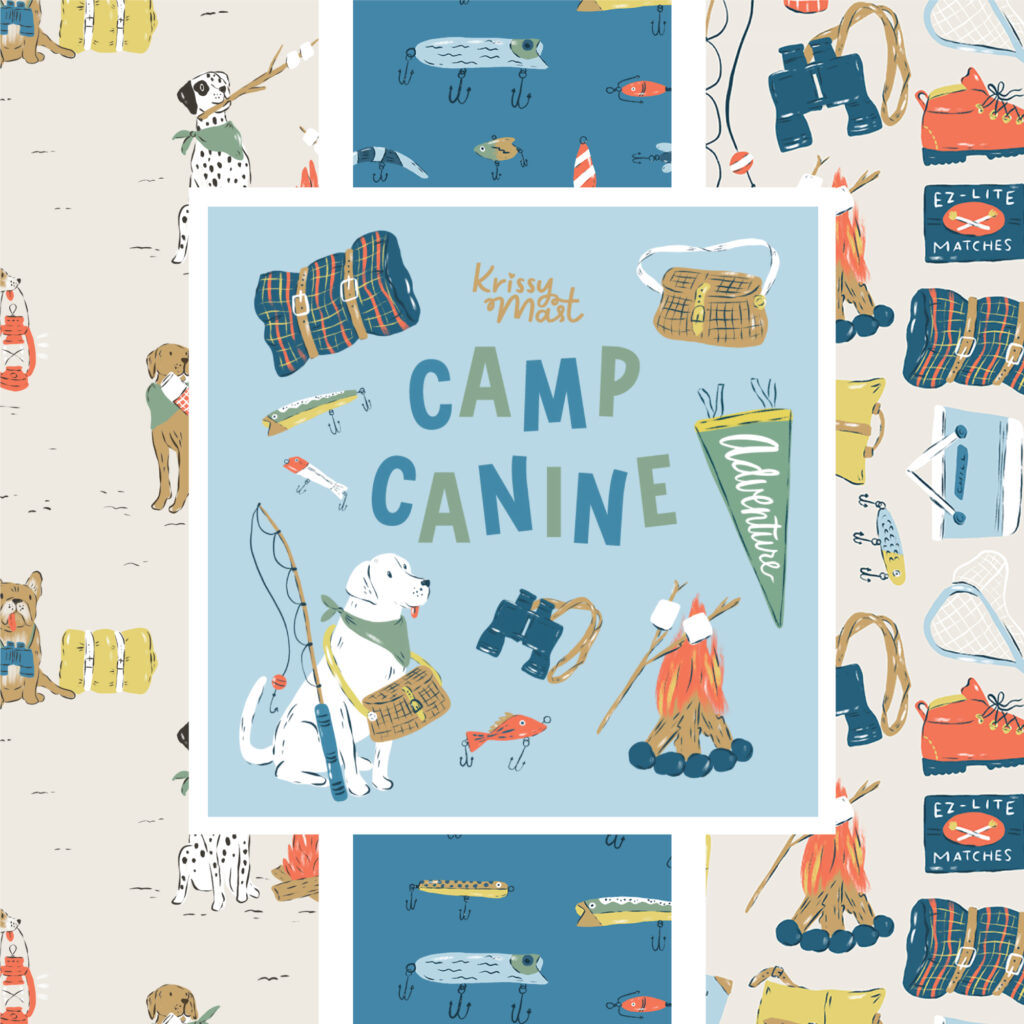 Camp Canine 100% organic cotton quilter's weight fabric by Krissy Mast for Cloud9 Fabrics