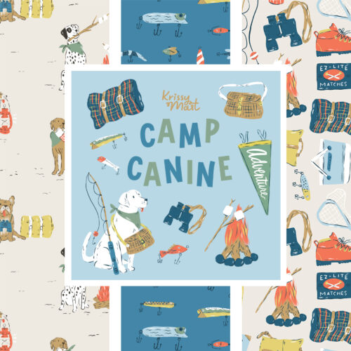 Camp Canine 100% organic cotton quilter's weight fabric by Krissy Mast for Cloud9 Fabrics