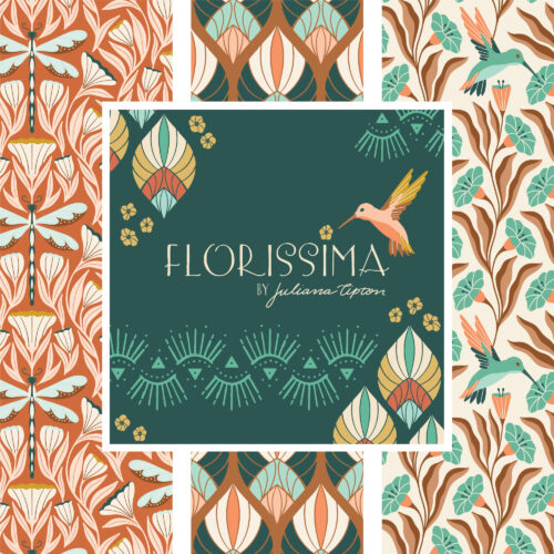 Florissima 100% organic cotton quilter's weight fabric by Juliana Tipton for Cloud9 Fabrics shipping in April 2025