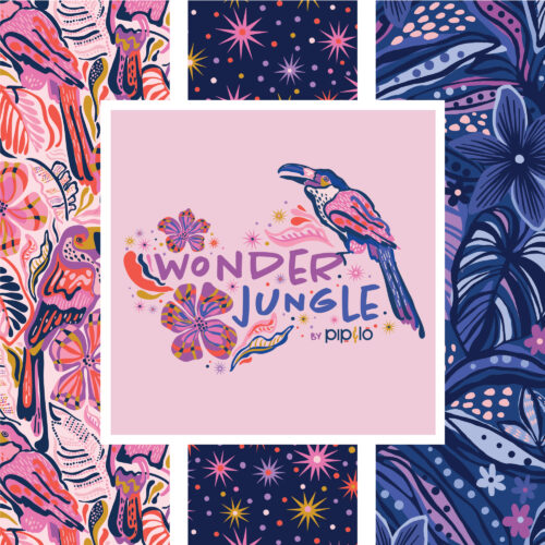 Wonder Jungle 100% organic cotton quilter's weight fabric by Pip & Lo for Cloud9 Fabrics shipping May 2025